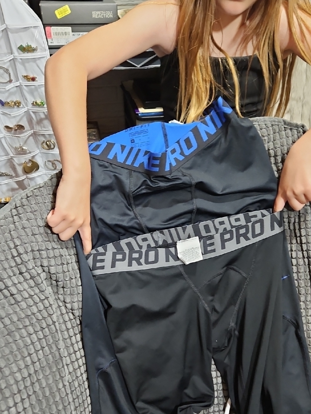 Nike Black and Blue Athletic Leggings